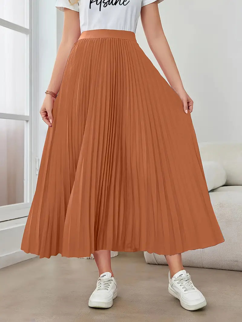 Ivyshape | Women's Stylish Pleated Skirt Long