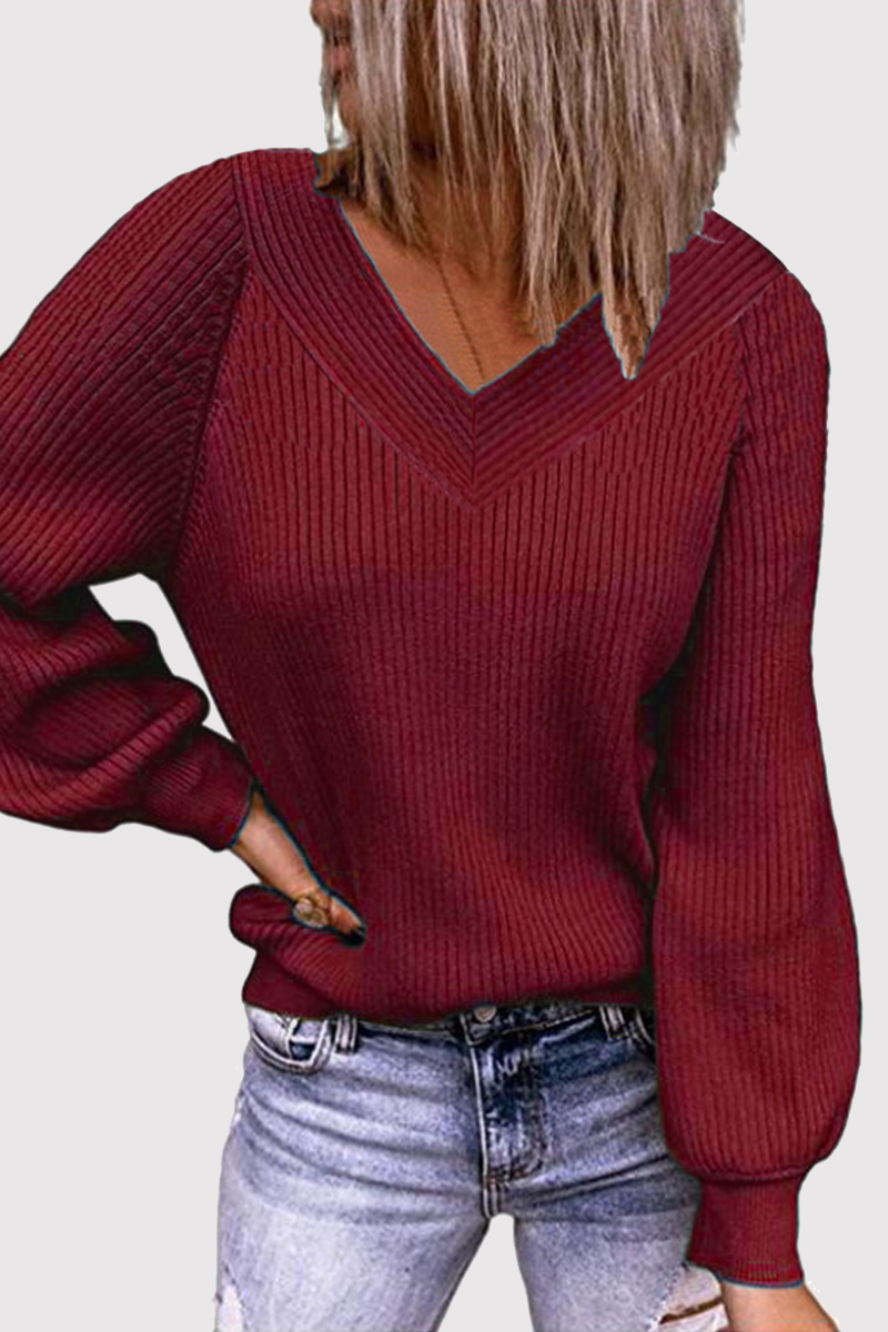 Ivyshape | Women'S Timeless V-Neck Knitted Winter Sweater