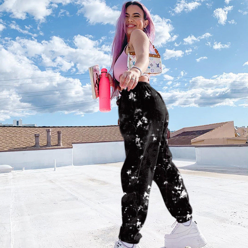 Women's Sporty Leisure Set with Fashionable Tie-Dye Design and Loose Fit Ivyshape