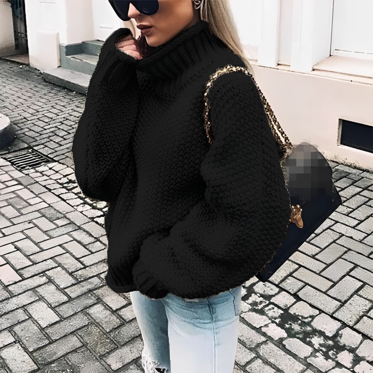 Ivyshape | Thick Sweater with High Collar