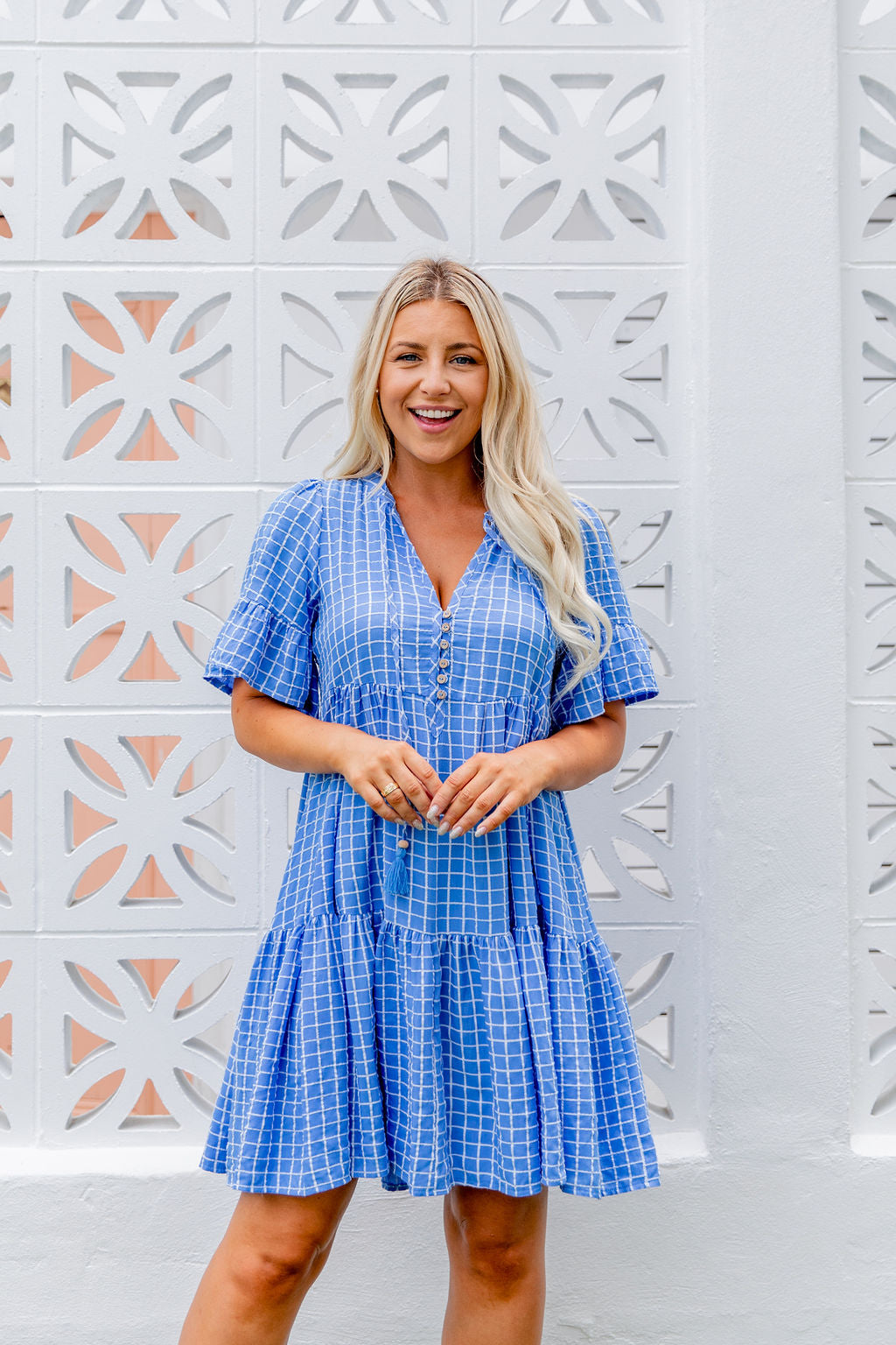 Emerson Dress - Checkered Blue