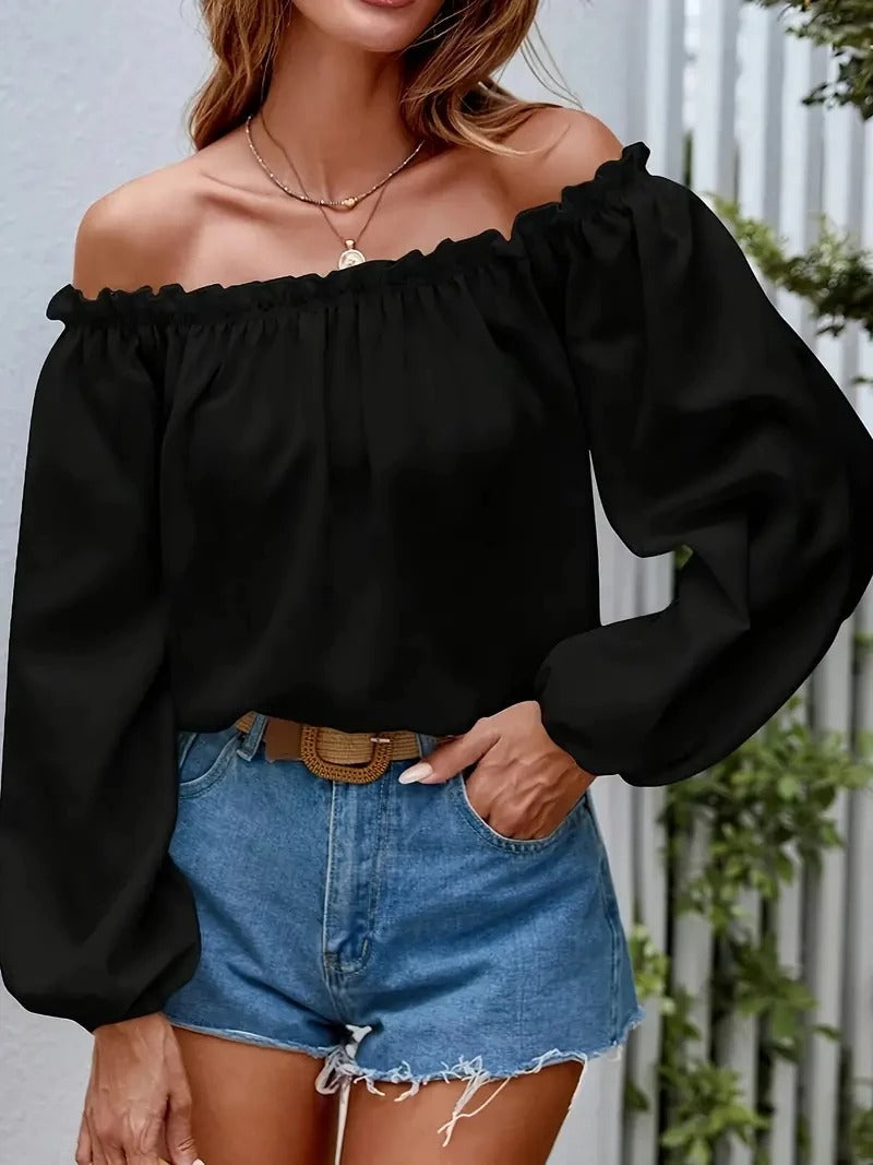 Elegant Off-Shoulder Pleated Blouse for Women