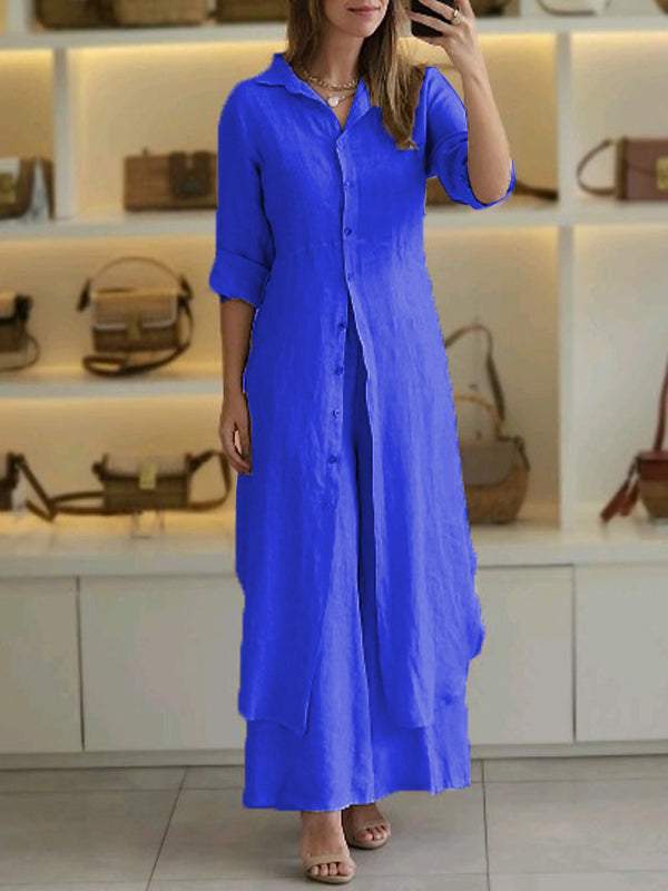 Ivyshape | Women's Summer Casual Linen Long Two-Piece Set Pant Suits