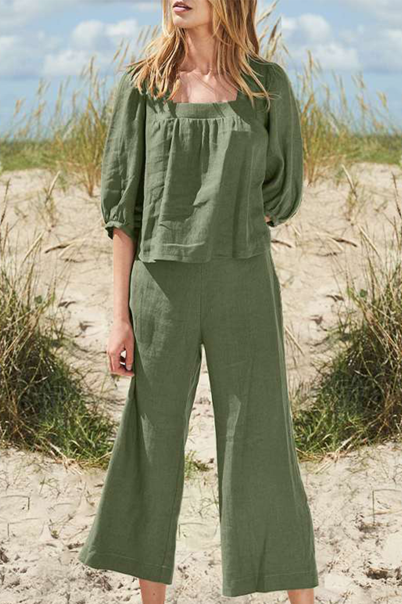 Ivyshape | Women's Casual Top And Pants Set Linen