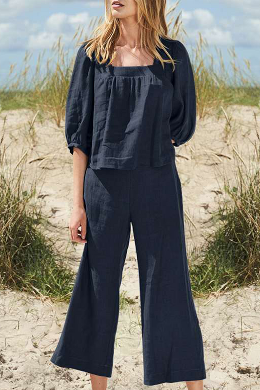 Ivyshape | Women's Casual Top And Pants Set Linen