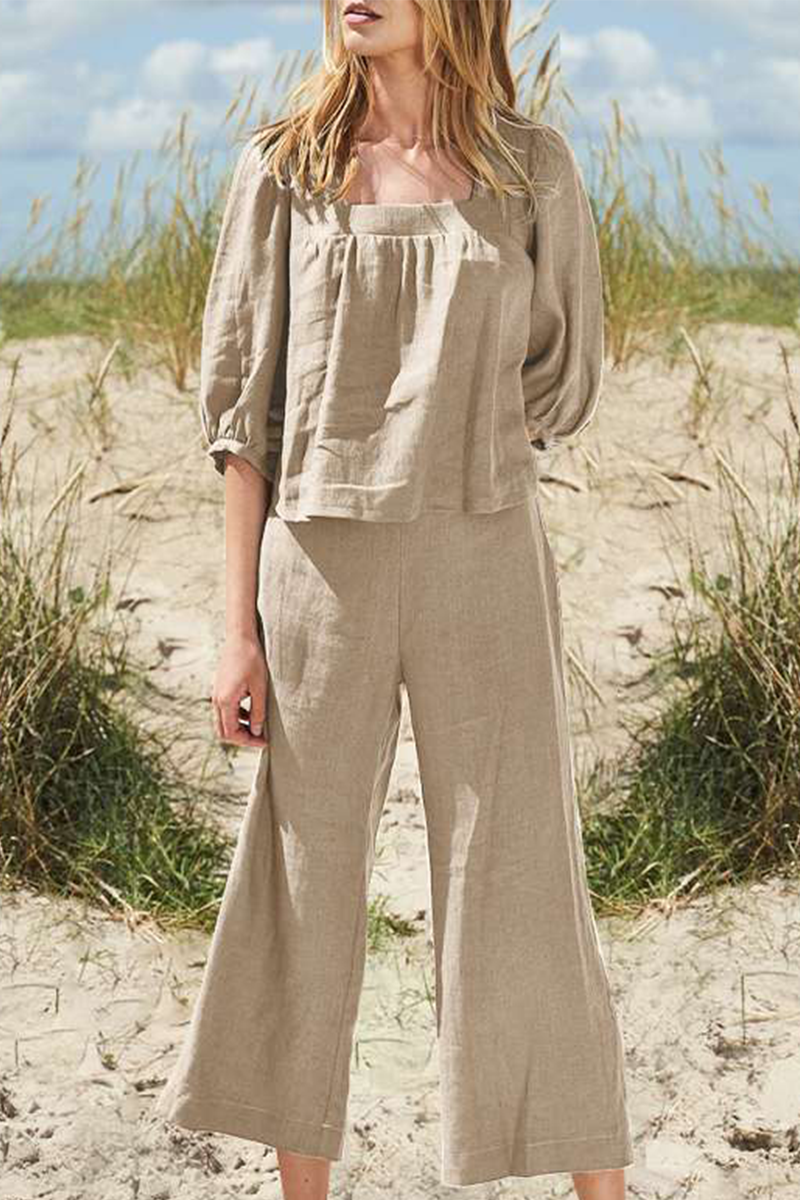 Ivyshape | Women's Casual Top And Pants Set Linen