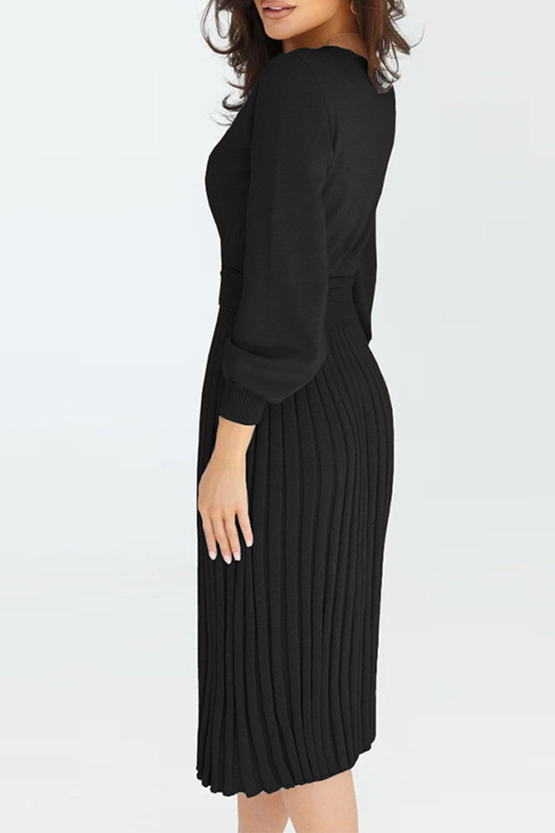 Ivyshape | Elegant Knitted Dress With Round Neck