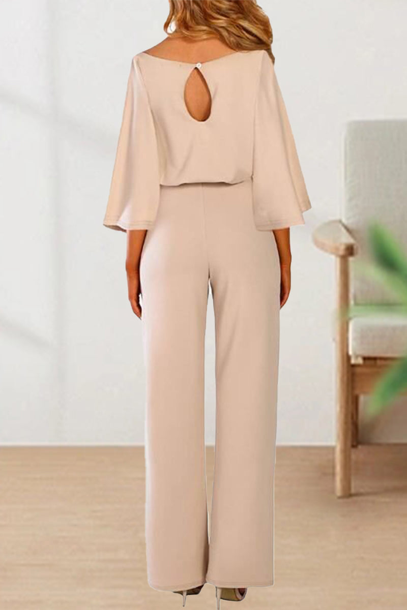 Ivyshape | Casual Long Sleeve Belted Jumpsuit