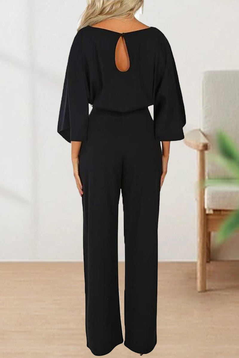 Ivyshape | Casual Long Sleeve Belted Jumpsuit