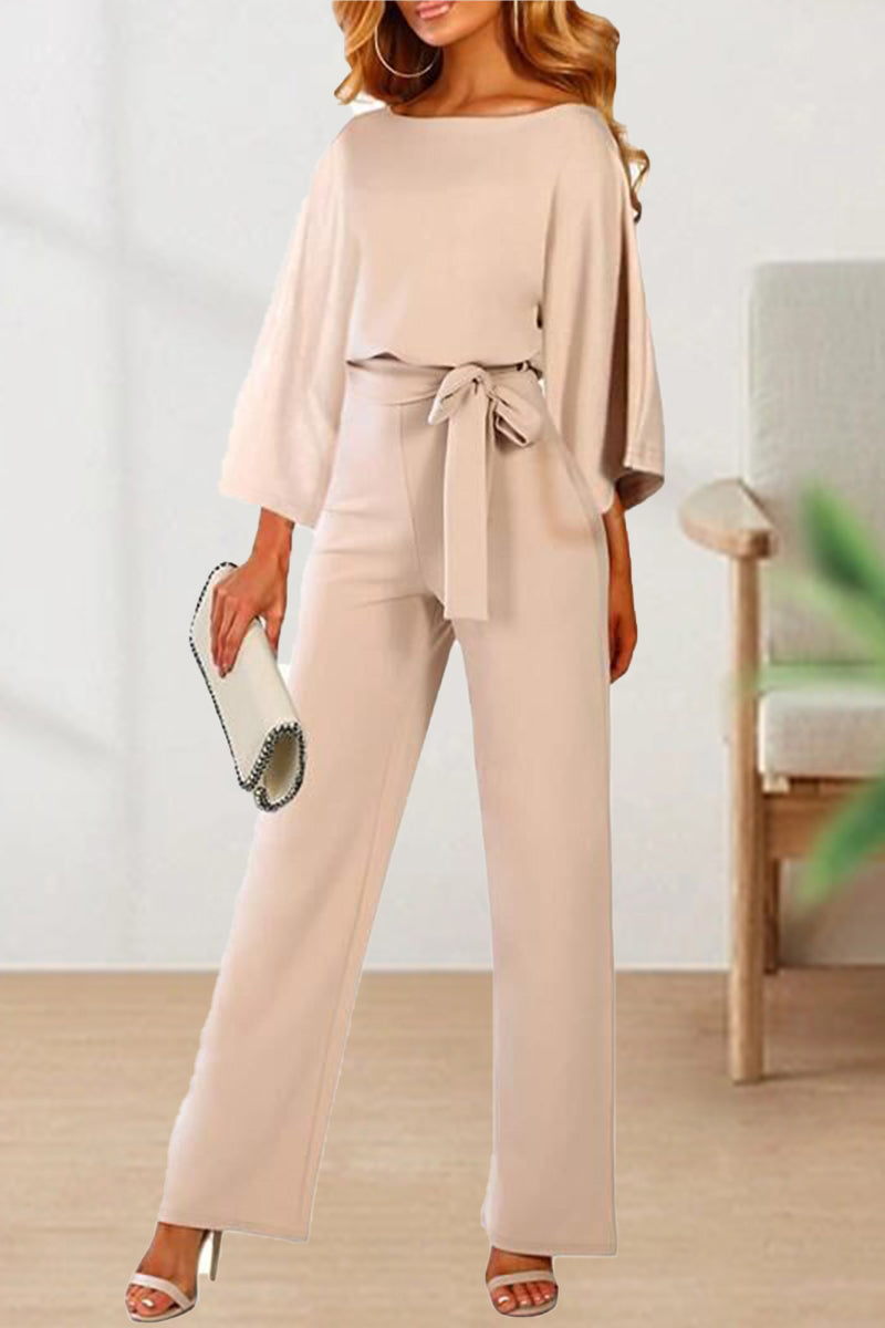 Ivyshape | Casual Long Sleeve Belted Jumpsuit