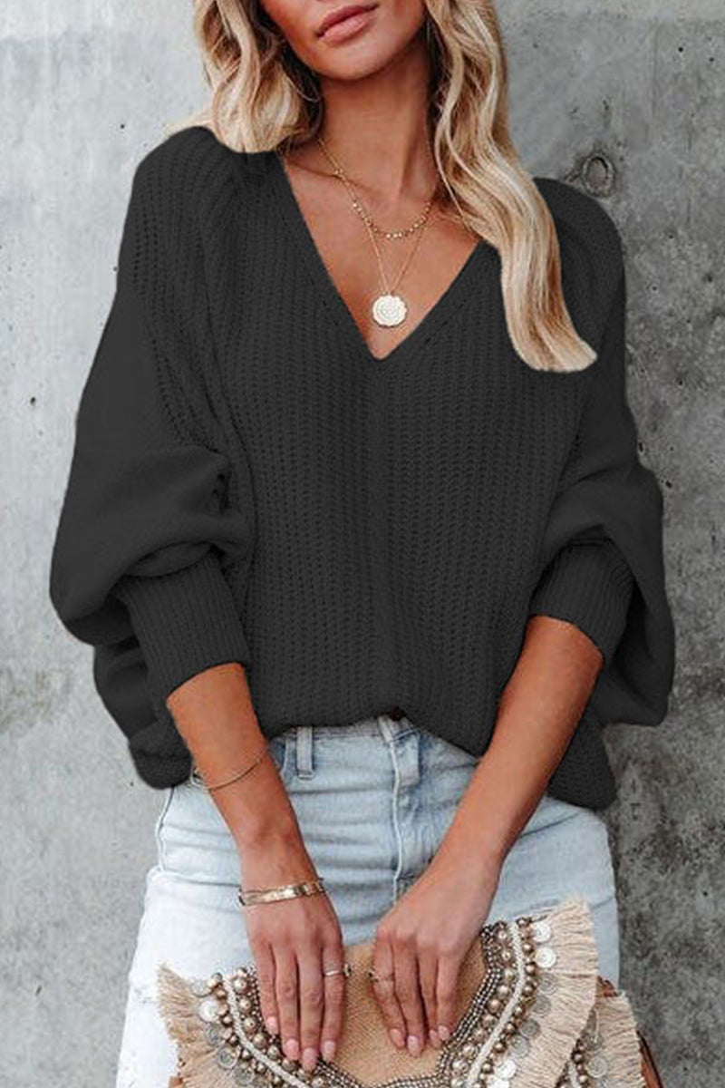 Ivyshape | Deep V-Neck Warm Knitted Sweater