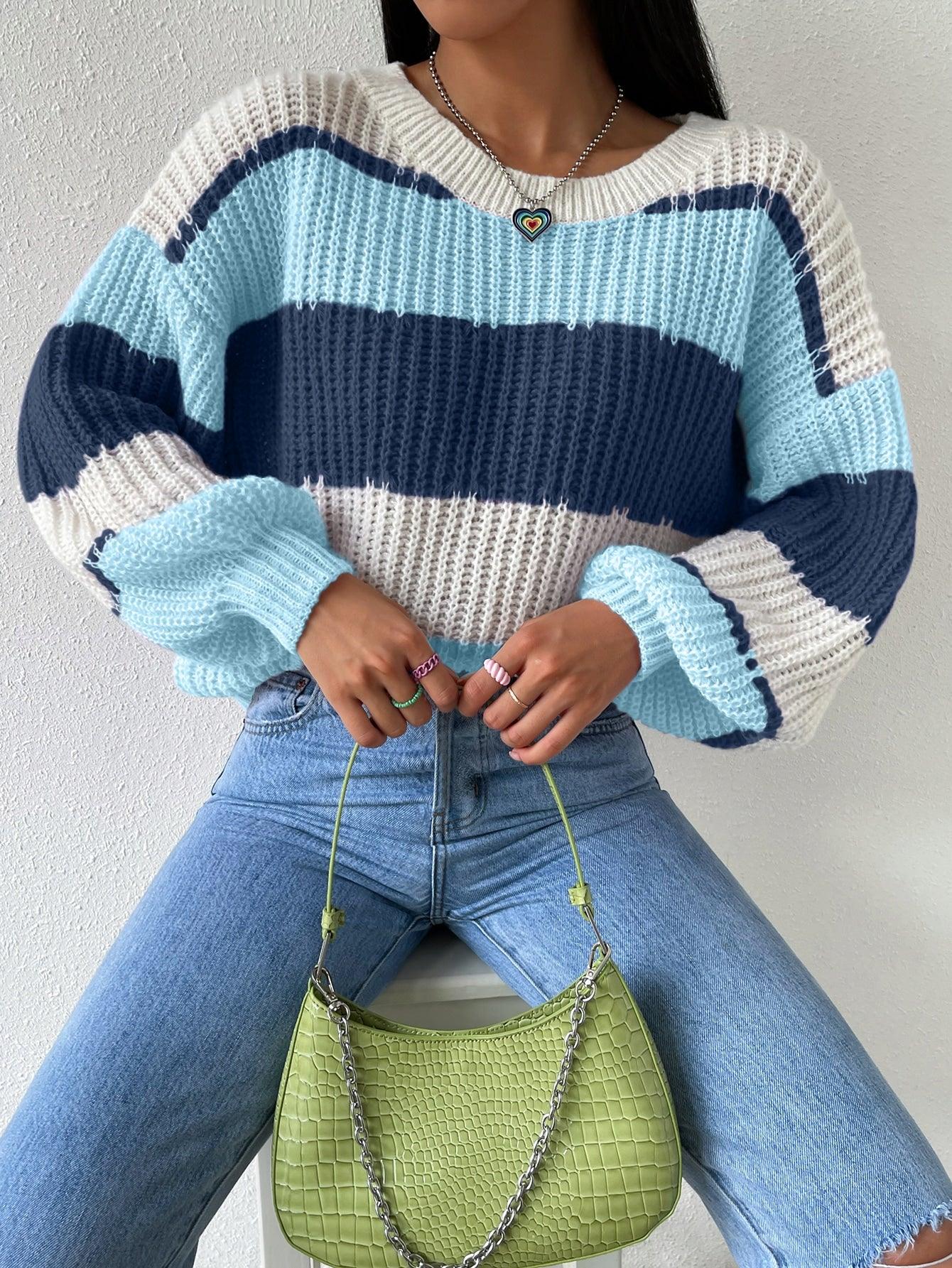 Ivyshape | Multicolored Striped Sweater for Women