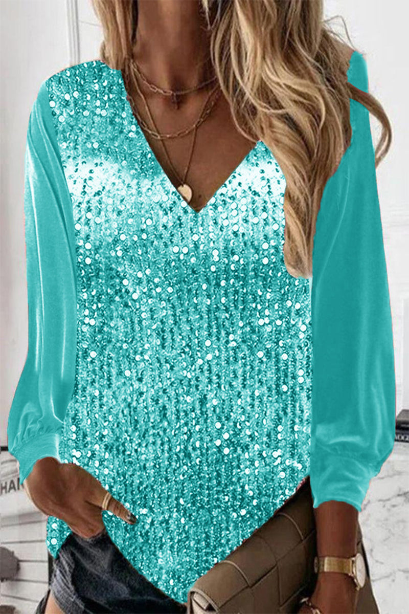 Ivyshape | Simple Blouse with Glitter