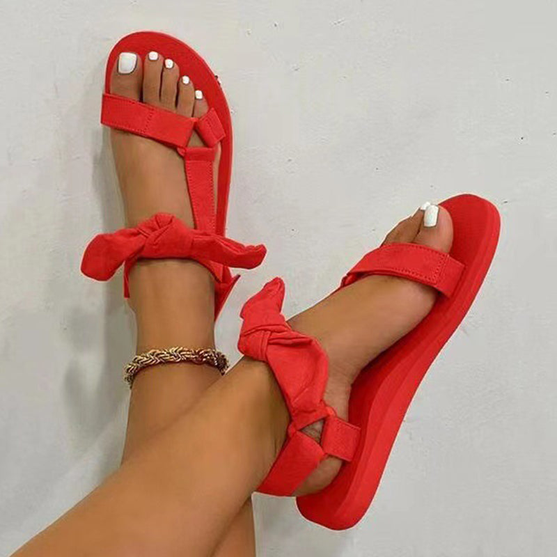 Ivyshape | Military with Bow Open Shoes