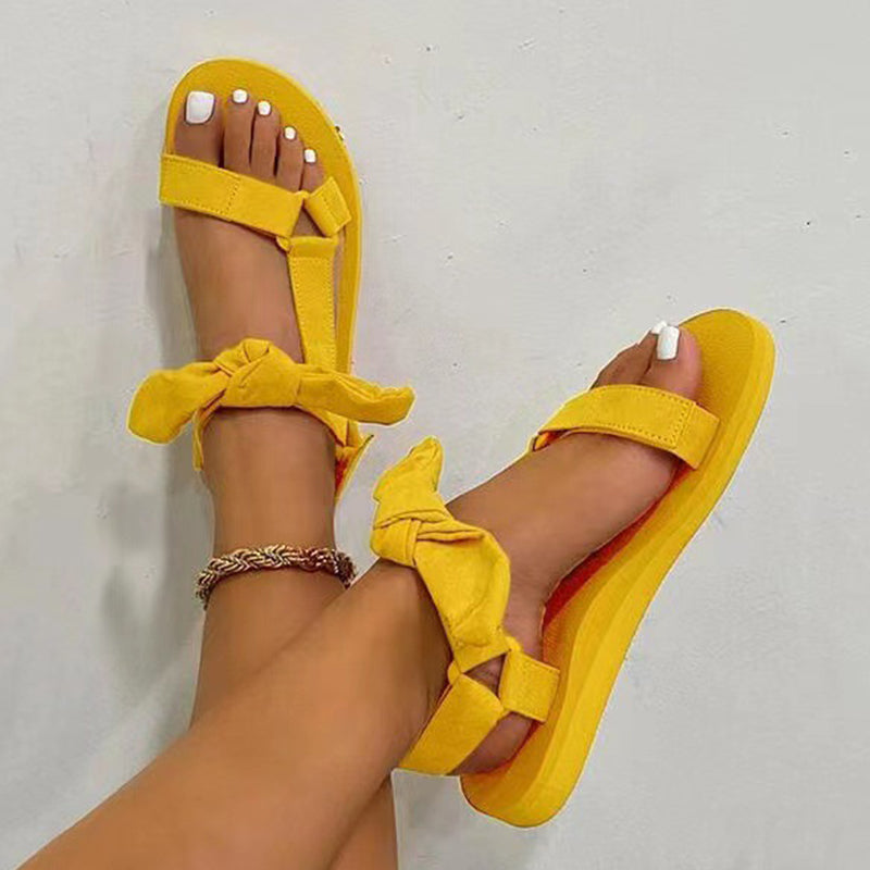 Ivyshape | Military with Bow Open Shoes