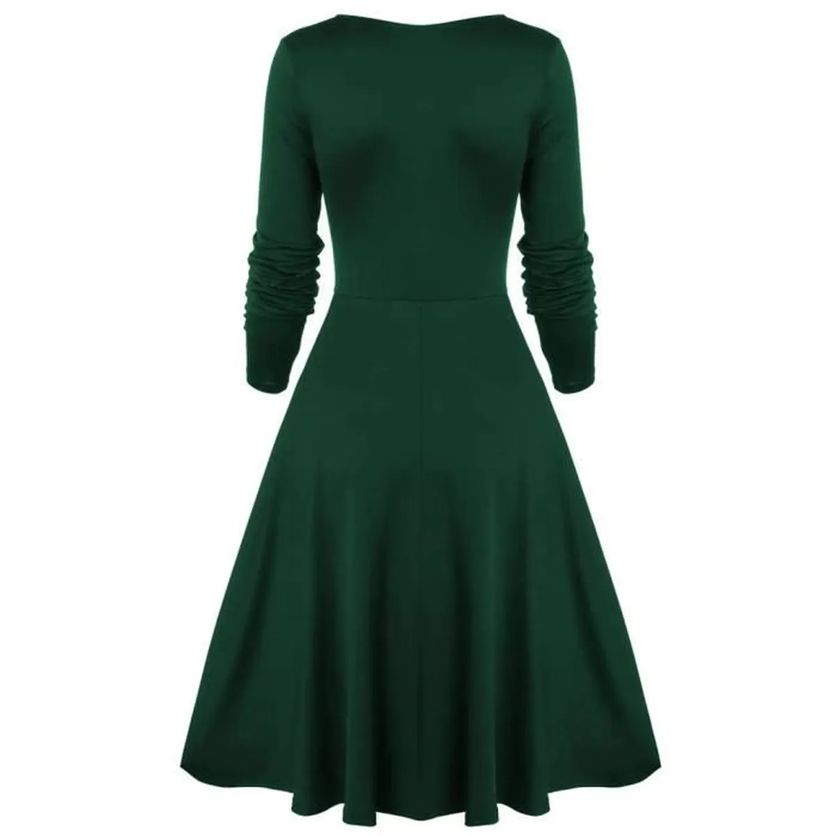 Green Lace Patchwork Swing Dress