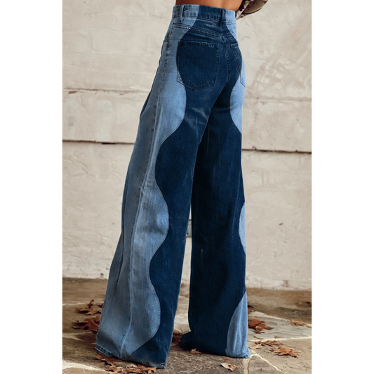 Ivyshape | Women's Denim Spiral Style Pants Blue