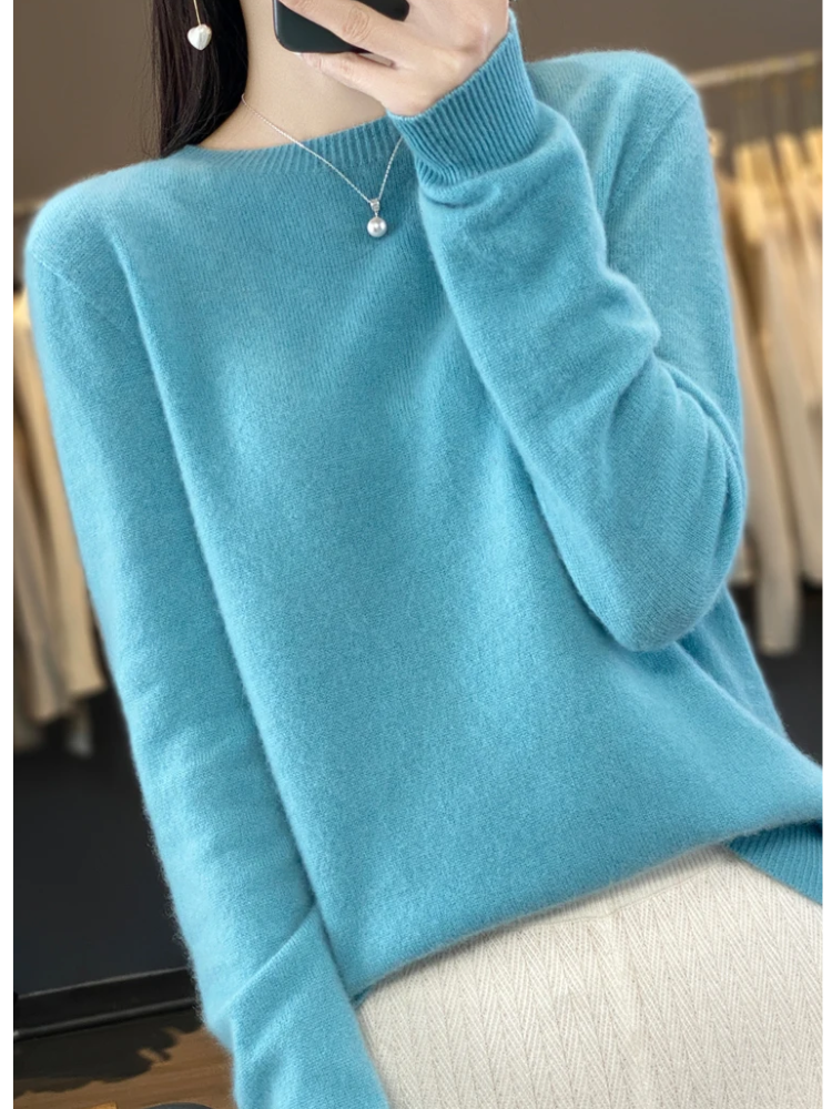 Ivyshape |Sweater Women Round Neck Soft and Elegant Sweater