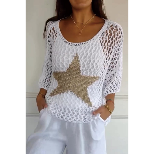 Ivyshape | Women's Star Net Style Top Summer