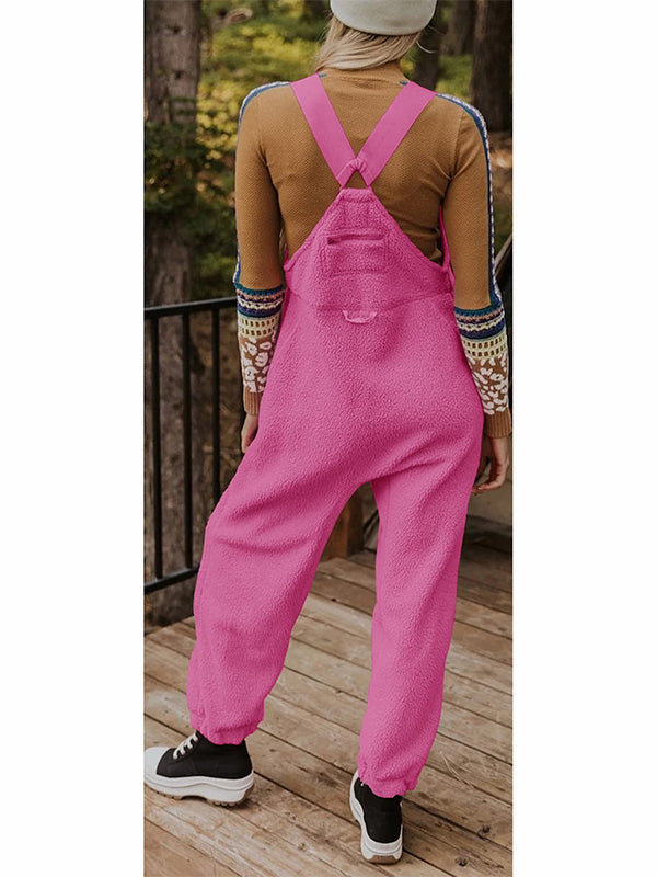 Ivyshape | Comfortable Fleece Overalls