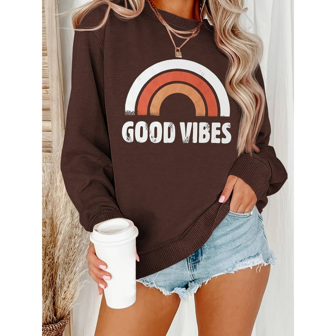 Ivyshape | Women's Good Vibes Printed Sweater Trend