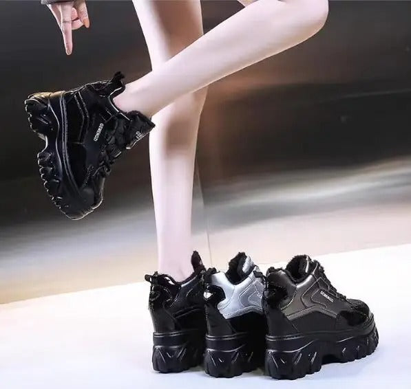 Chunky Lace-Up Platform Boots for Women