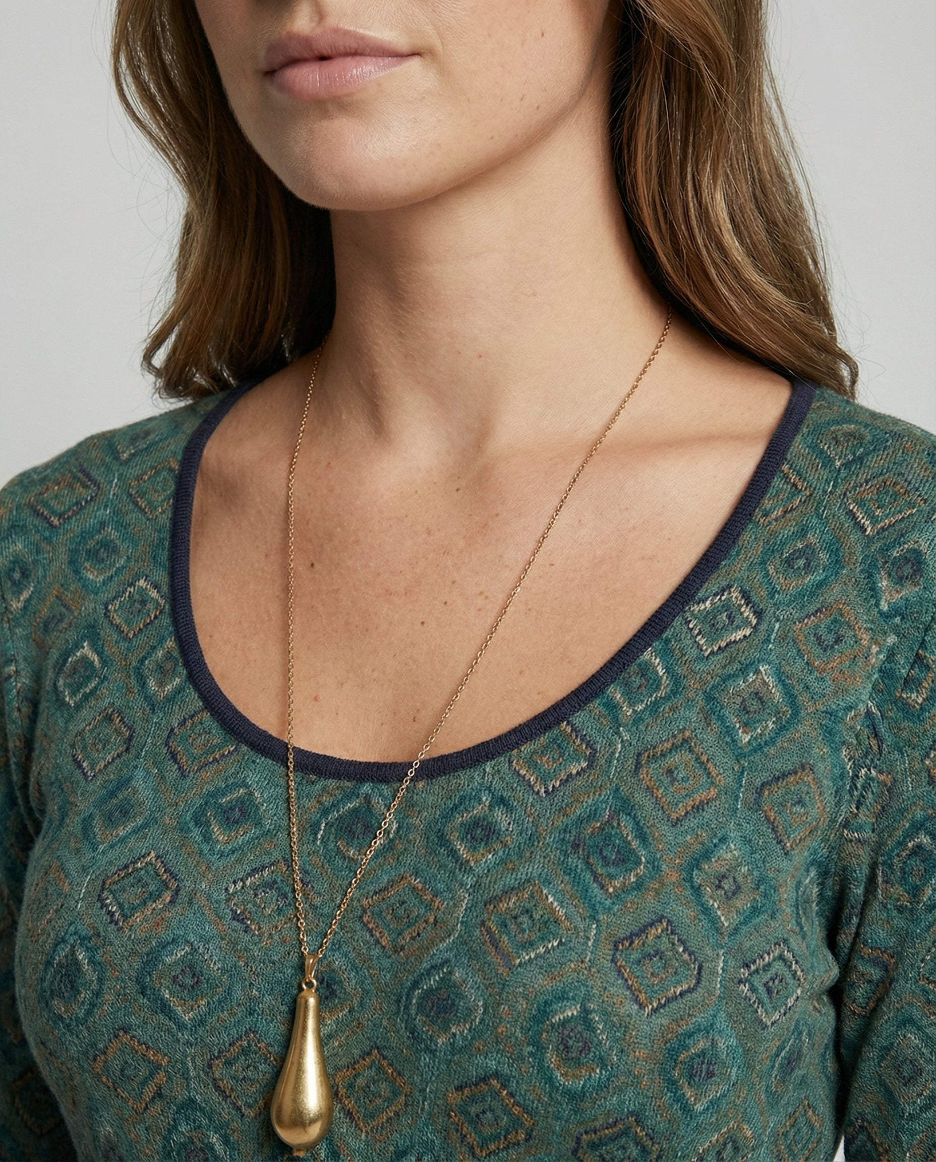 boho midi dress with flowing silhouette and three-quarter sleeves