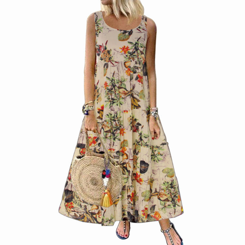 IvyShape | Breezy Printed Sleeveless Floral Summer Dress