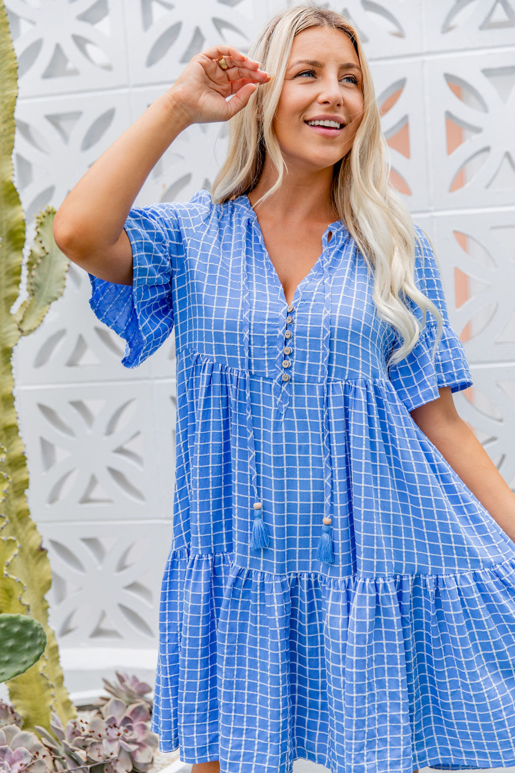 Emerson Dress - Checkered Blue