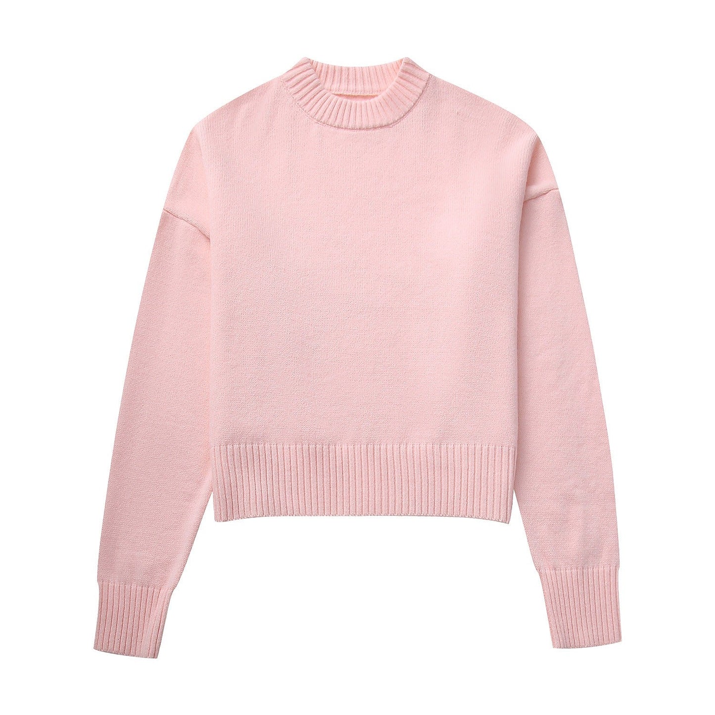 Ivyshape | Long Sleeve Sweater with Round Neck