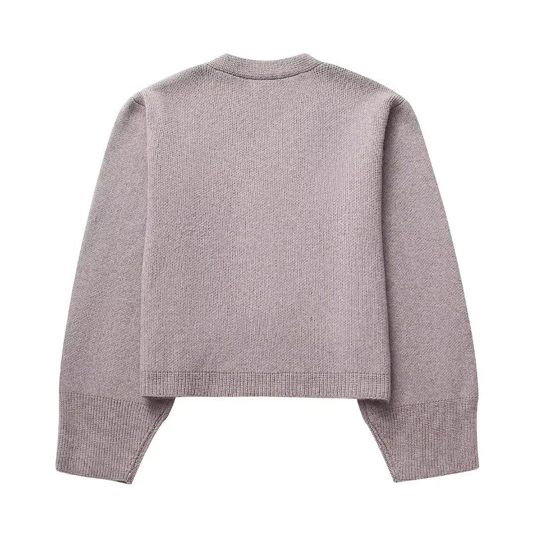 Ivyshape | Knitted Women's Cardigan with V-Neck and Buttons