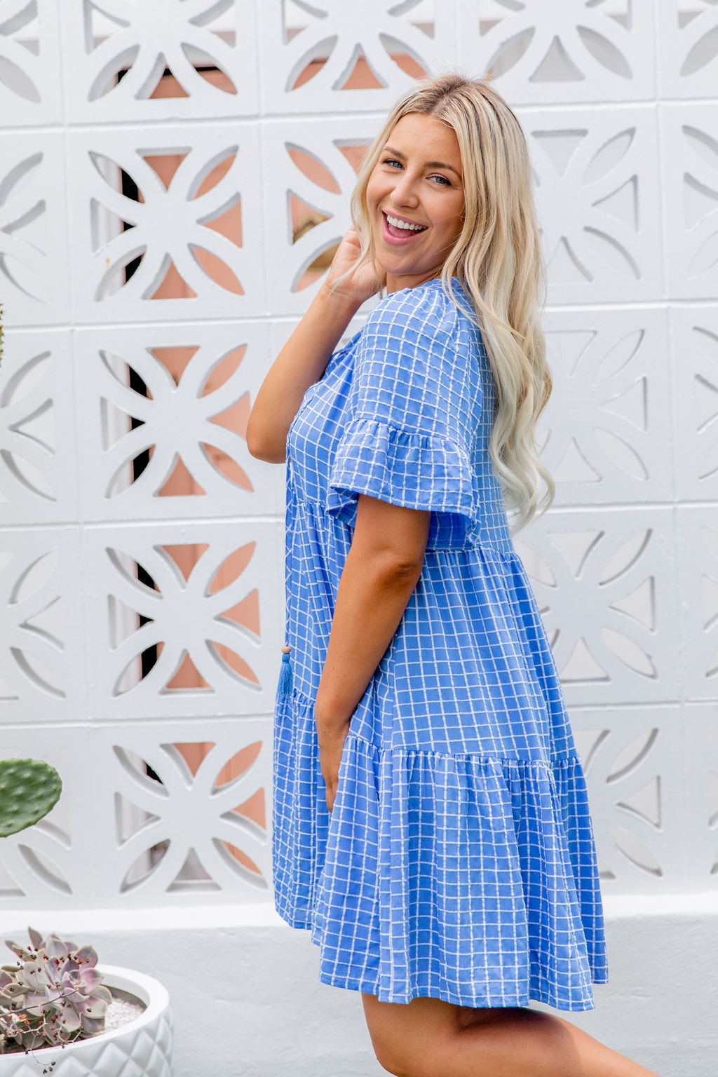 Emerson Dress - Checkered Blue