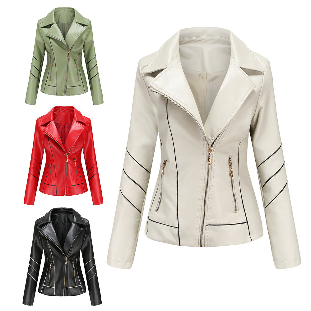 Women's fashionable faux leather jacket with textured design Ivyshape