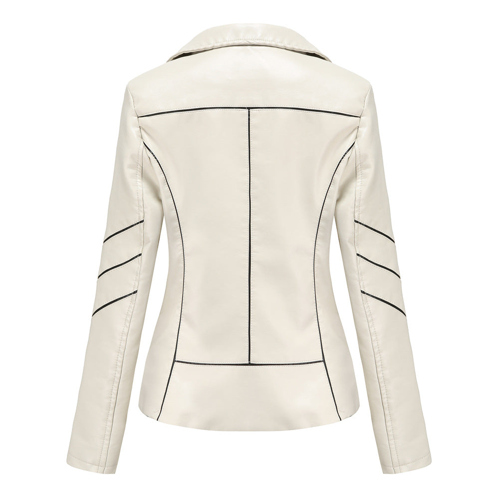 Women's fashionable faux leather jacket with textured design Ivyshape