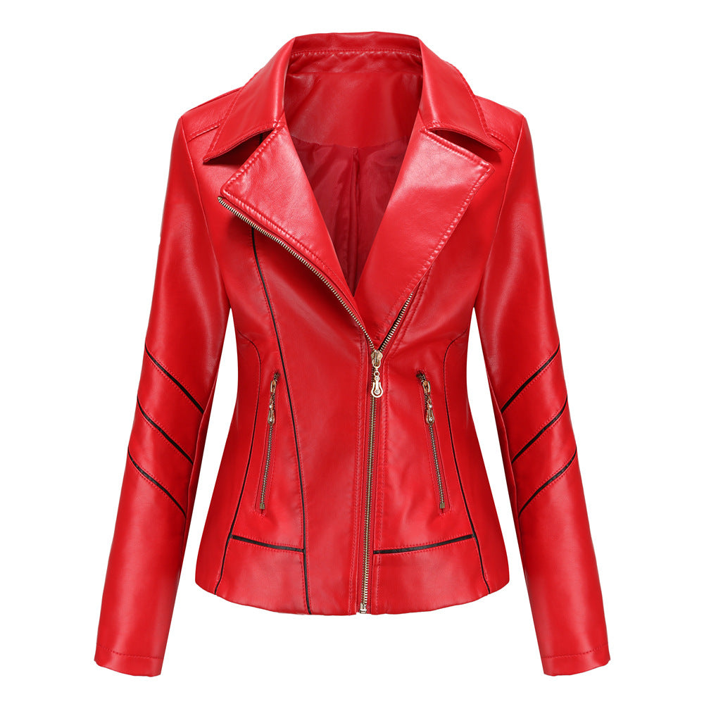 Women's fashionable faux leather jacket with textured design Ivyshape