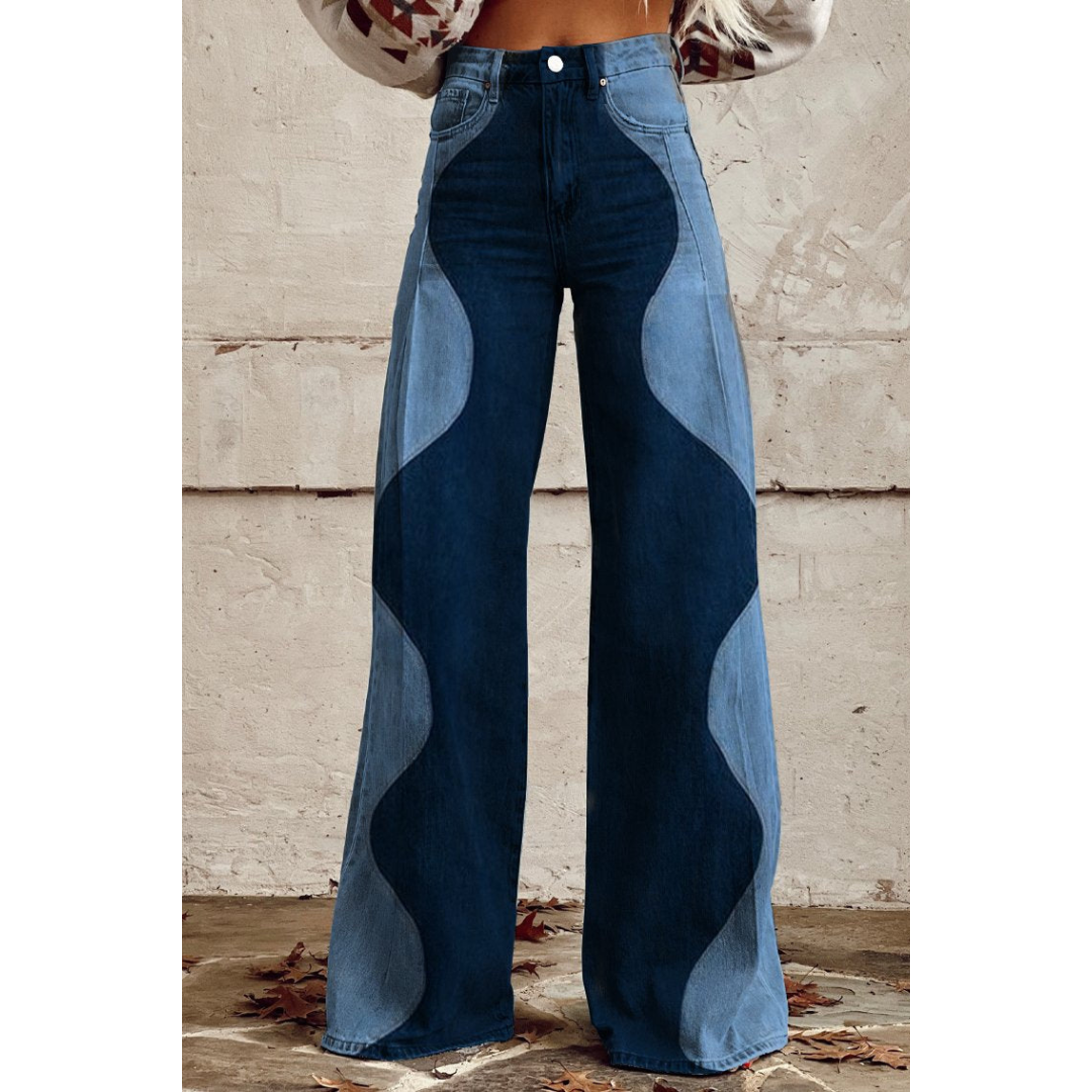 Ivyshape | Women's Denim Spiral Style Pants Blue