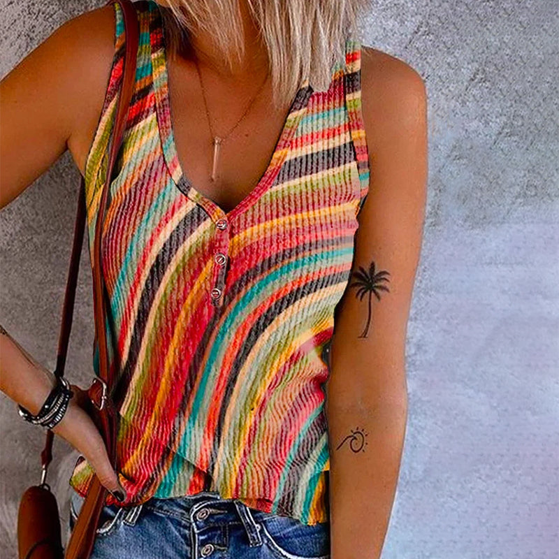 Ivyshape | Women's Rainbow Tank Top Stripe