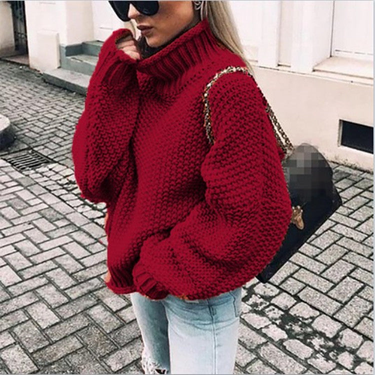 Ivyshape | Solid Long Sleeves Turtleneck Sweater