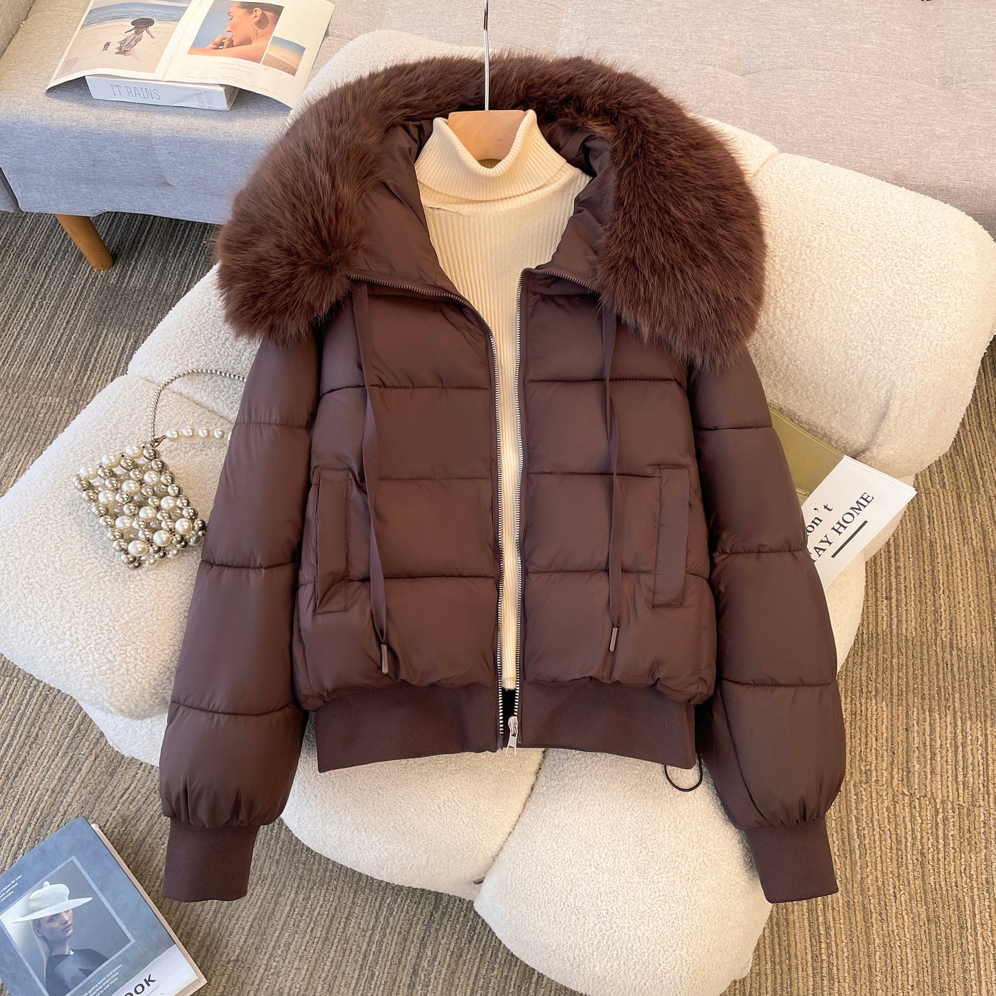 Ivyshape | Warm Parka Jacket with Fur