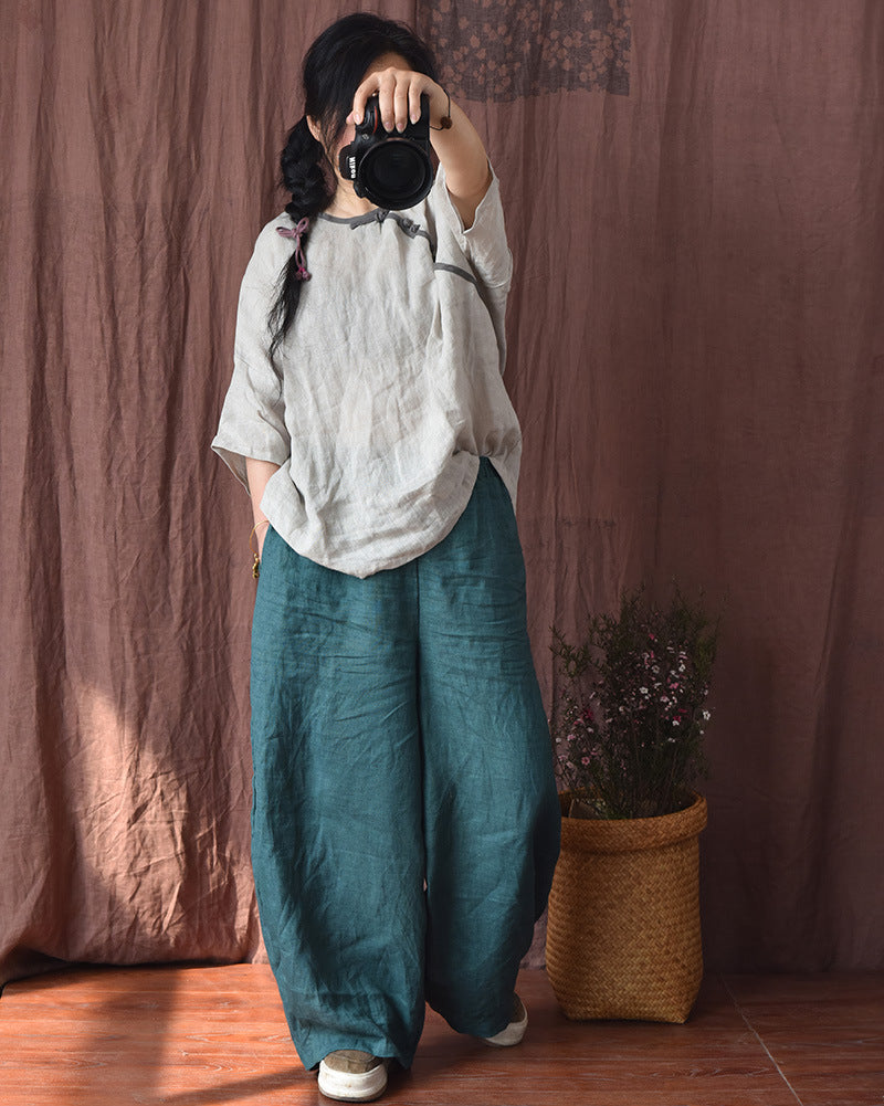 Ivyshape | Women's Cotton and Linen Slacks