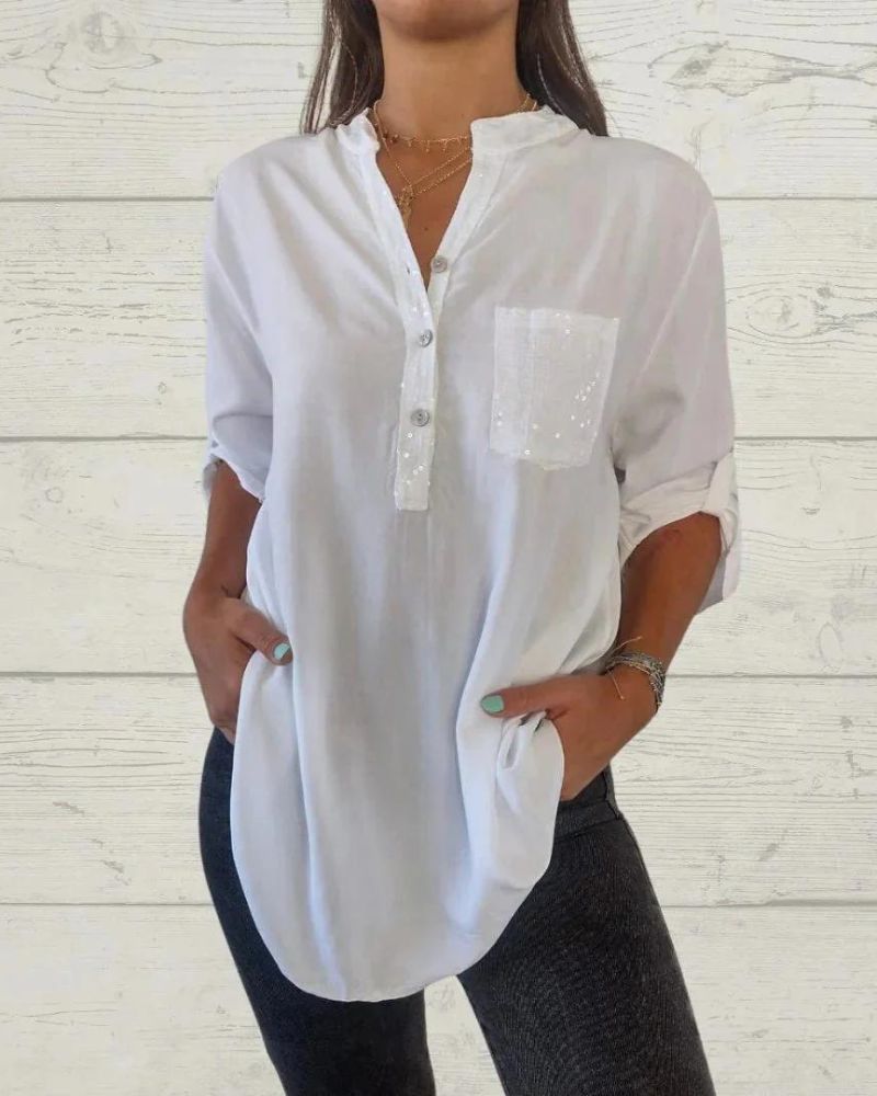 Ivyshape | V-Neck Classy Shirt