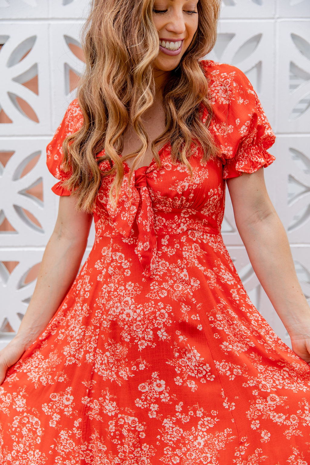 Lotus Dress - Botanical Red