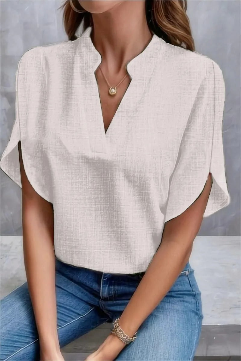 Breezy Linen V-Neck Top for Women