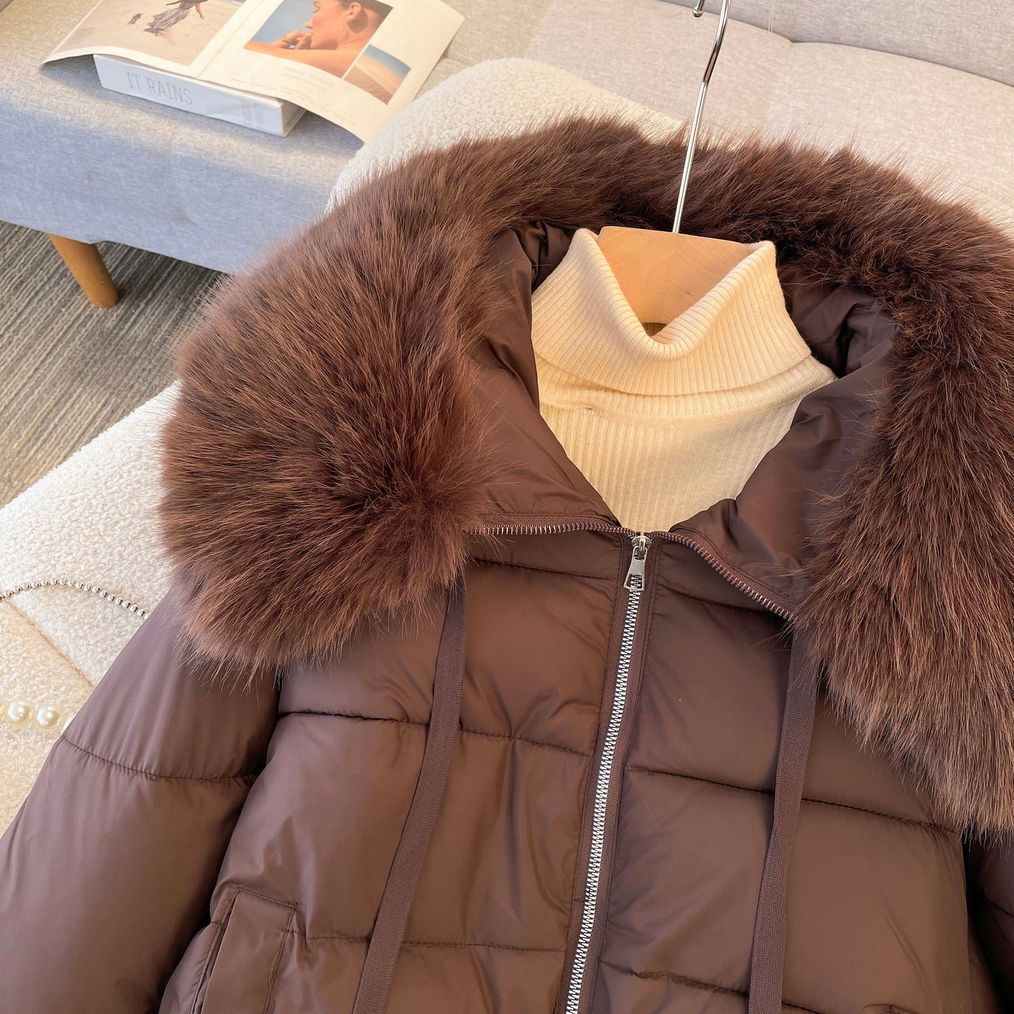 Ivyshape | Warm Parka Jacket with Fur