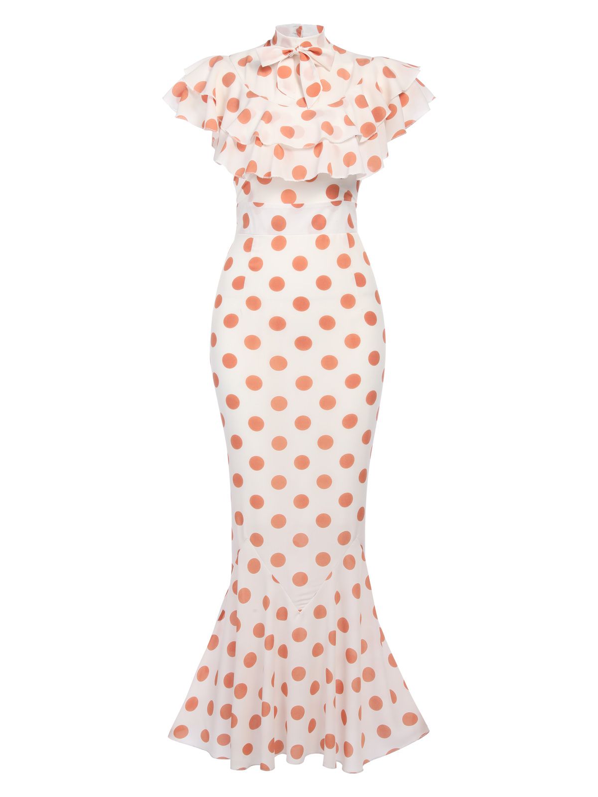 Orange Polka Dot Fishtail Dress