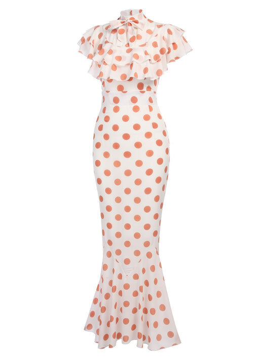 Orange Polka Dot Fishtail Dress