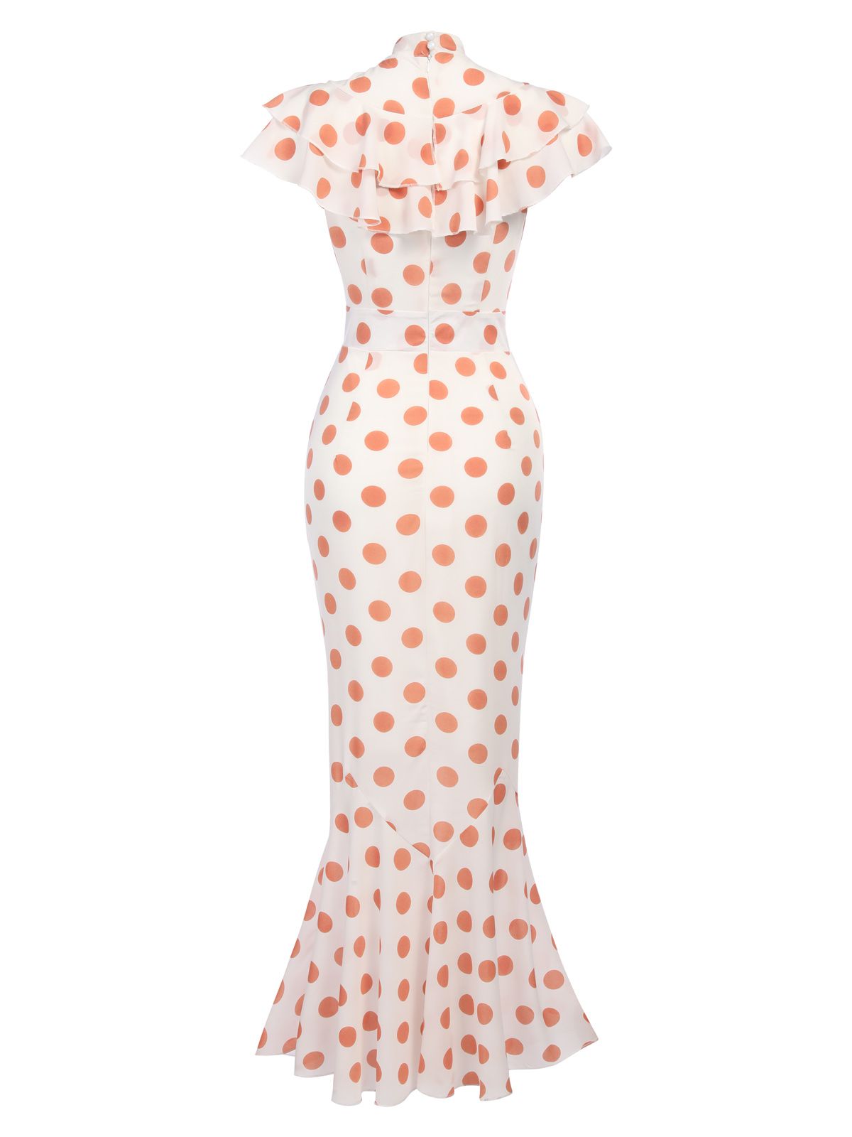 Orange Polka Dot Fishtail Dress