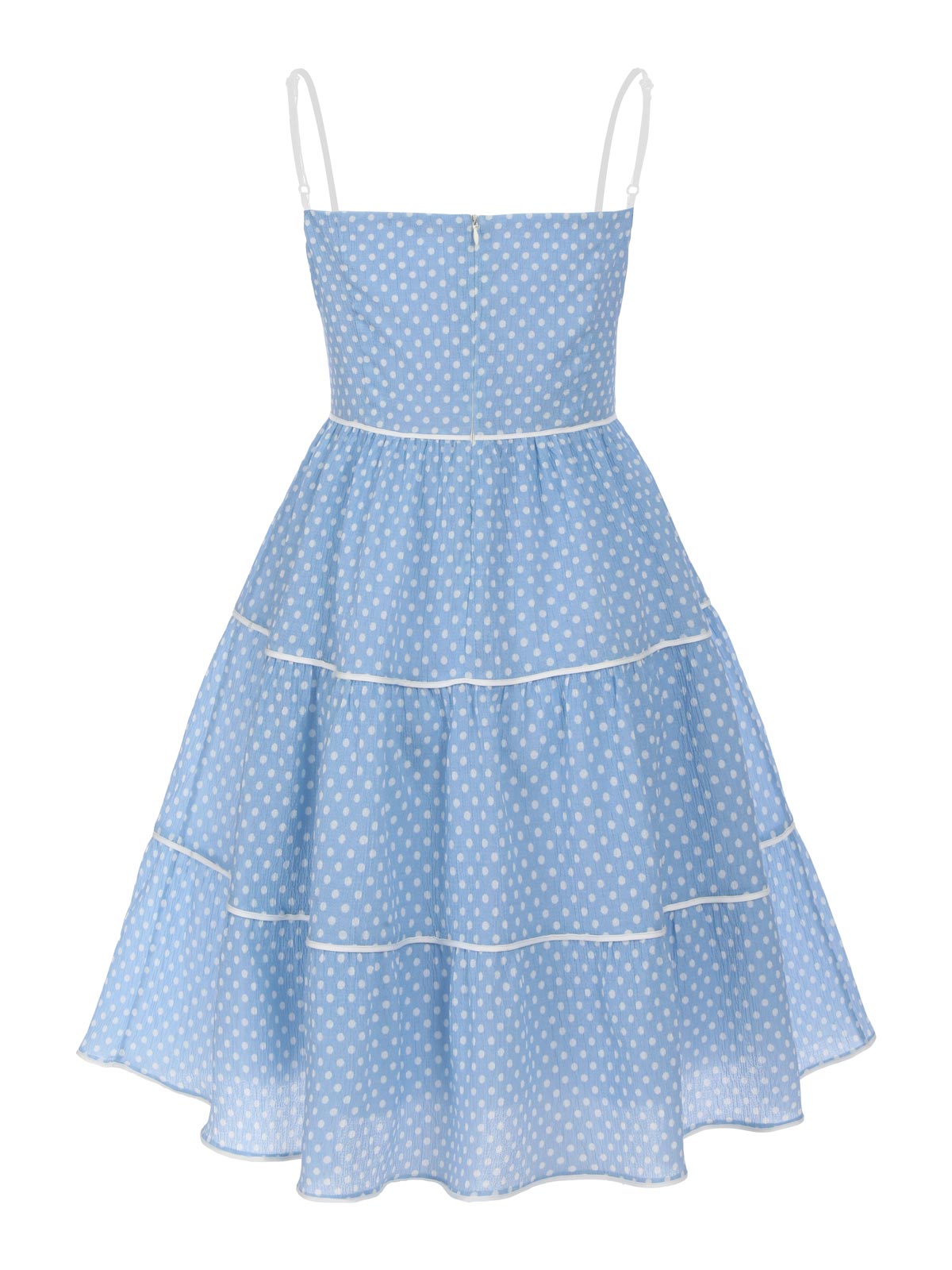 Sky Blue Strap Polka Dot Swing Dress