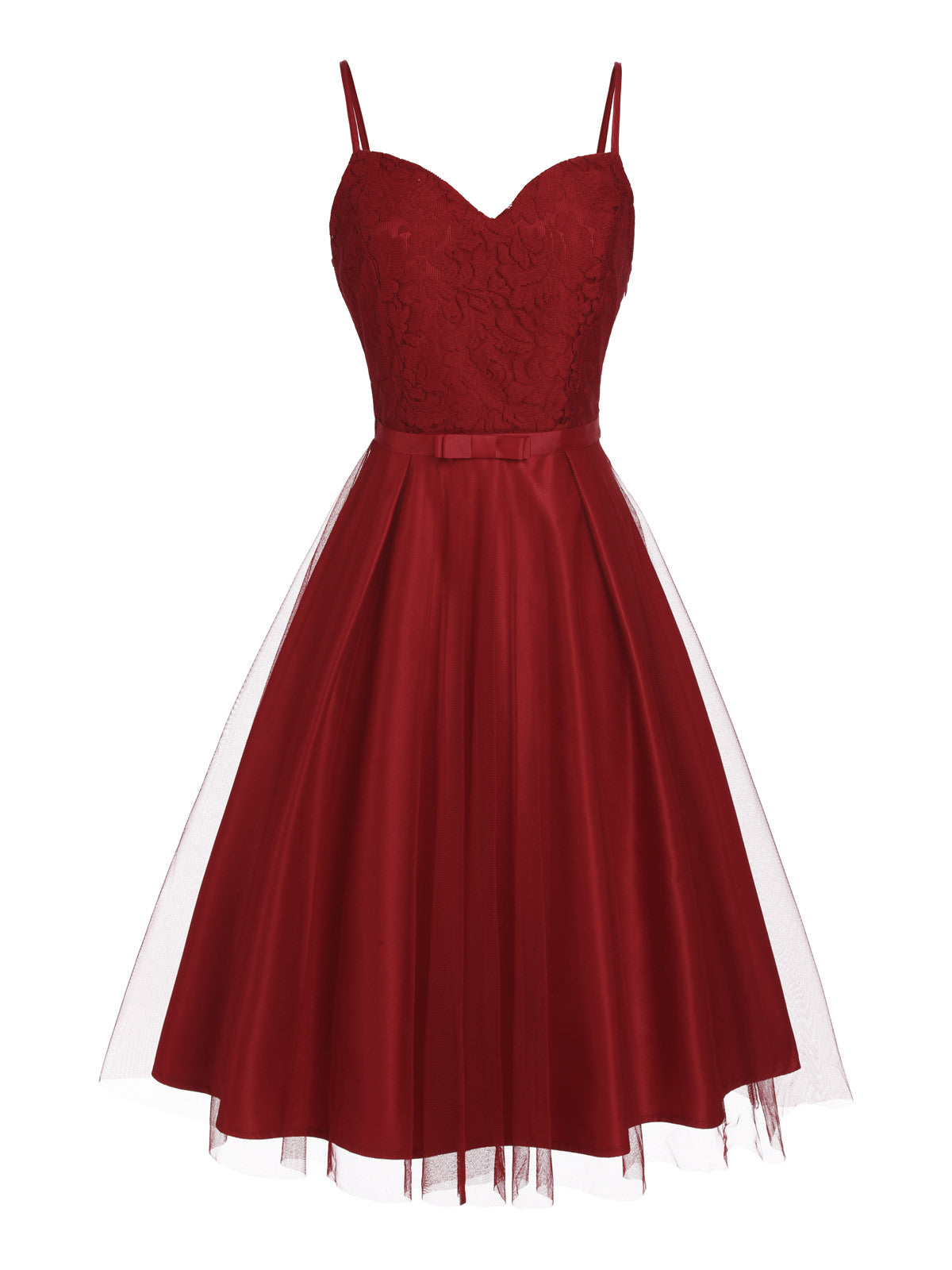 Spaghetti Lace Bow Swing Dress