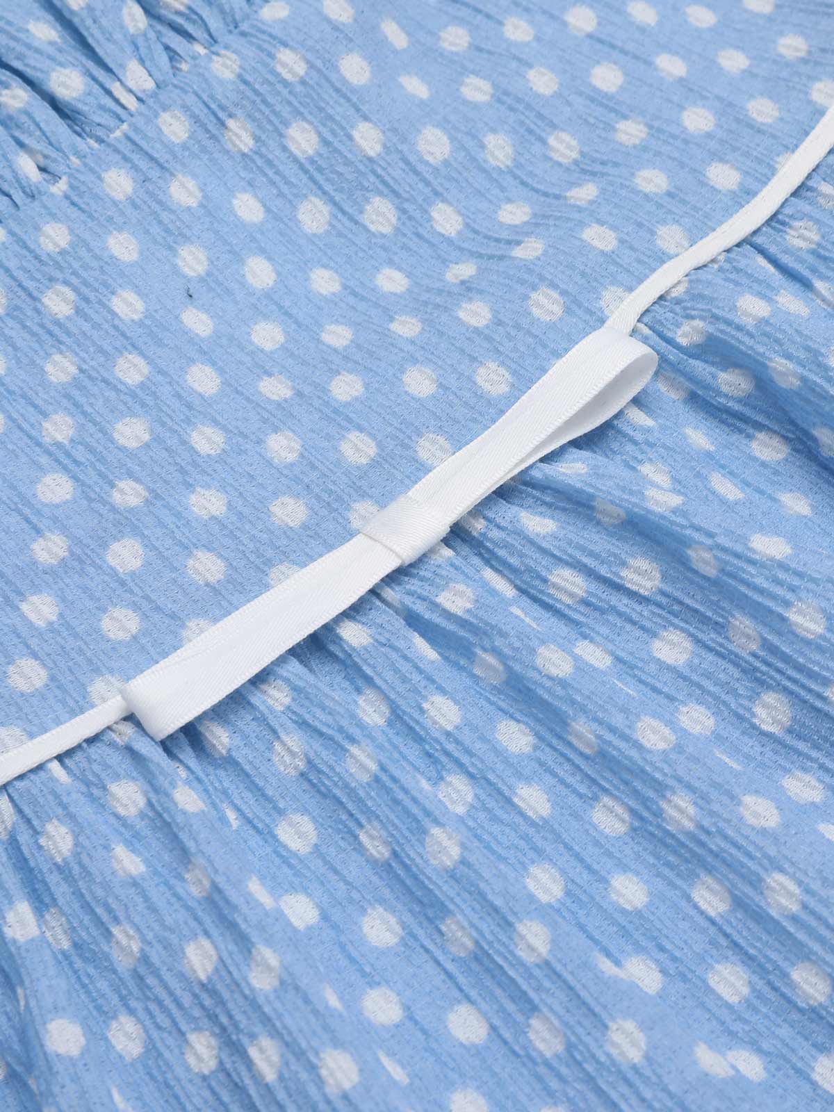 Sky Blue Strap Polka Dot Swing Dress